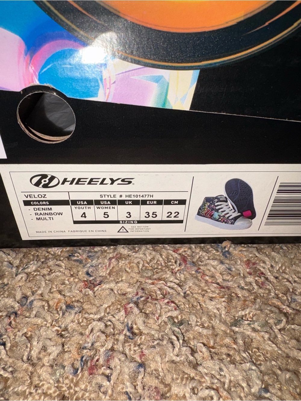 Heelys Girls' High-Top Sneakers in Navy with Rainbow Accents - Picture 4 of 7